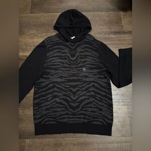 EXPRESS Men’s Hooded Sweater Back/Gray Geo Hoodie Punk Grunge Skater NWT Size XL